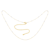 Goldfarbene Bijoux-Bodychain mit Perlen