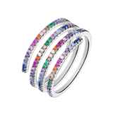 Ring aus 925 Silber, spiralförmig, mit Zirkoniabesatz, mehrfarbig