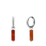 Stainless steel oorringen met rode onyx voor dames