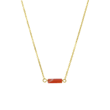 Halskette aus Edelstahl, vergoldet, mit roten Onyx