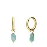 Stainless steel goldplated oorringen met groene aventurijn voor dames