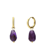 Stainless steel goldplated oorringen met amethyst voor dames