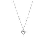 Halskette aus 925 Silber mit Herzanhänger, mehrfarbig, Zirkonia