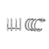 Stainless steel multi oorknoppen met 4 ringen zirkonia voor dames