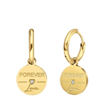 Stainless steel goldplated oorringen munt met zirkonia voor dames