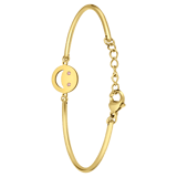 Stainless steel goldplated fantasiearmband  met hanger met zirkonia voor dames
