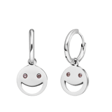 LivLiv stainless steel oorringen smiley met roze zirkonia voor dames