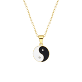 Halskette aus Edelstahl, vergoldet, mit Yin- und Yang-Symbol