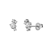 Ohrstecker, 925 Silber, asymetrisch, Zirkonia