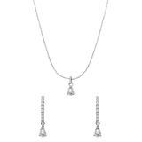 Zilveren set ketting en oorringen druppel zirkonia