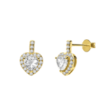 Zilveren goldplated oorknoppen hart met zirkonia voor dames