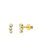 Zilveren goldplated oorknoppen met drie zirkonia's voor dames