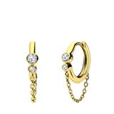 Zilveren goldplated oorringen zirkonia met ketting