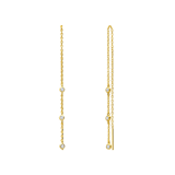 Zilveren goldplated doortrek oorbellen zirkonia