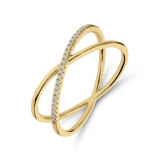 Vergoldete Silberner Ring gekreuztes Design mit Zirkonia