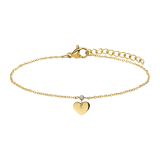 Stainless steel goldplated bedelarmband met hanger hart met zirkonia voor dames