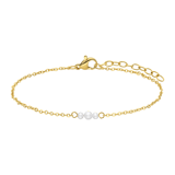 Stainless steel goldplated fantasiearmband met parel voor dames
