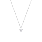Halskette aus Edelstahl, Blume mit Zirkonia, Weiß
