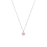 Stainless steel ketting bloem met zirkonia lichtroze voor dames