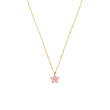 Stainless steel goldplated ketting met hanger bloem met zirkonia voor dames