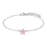 Armband aus Edelstahl, Blume mit Zirkonia, Hellrosa