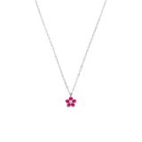 Stainless steel ketting bloem met zirkonia donkerroze voor dames