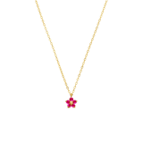 Stainless steel goldplated ketting met hanger bloem met zirkonia voor dames