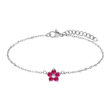 Stainless steel armband bloem met zirkonia donkerroze