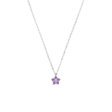 Halskette aus Edelstahl, Blume mit Zirkonia, Lila