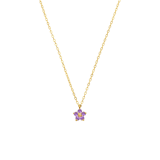 Stainless steel goldplated ketting met hanger bloem met zirkonia voor dames