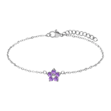 Stainless steel armband bloem met zirkonia paars