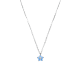 Halskette aus Edelstahl, Blume, mit Zirkonia, Aqua