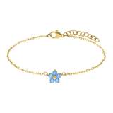 Armband aus Edelstahl, vergoldet, Blume mit Zirkonia, Aqua