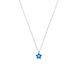 Stainless steel ketting bloem met zirkonia blue topaz voor dames