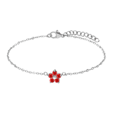 Stainless steel armband bloem met zirkonia rood