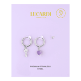 Stainless steel oorbellen set amethyst