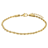 Armband aus Edelstahl, vergoldet, mit Kordel-Glied 3 mm