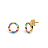 Zilveren goldplated oorknoppen met zirkonia voor dames