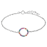 Zilveren armband cirkel zirkonia multi