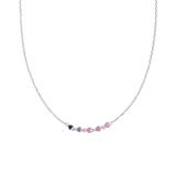 Zilveren ketting gekleurde emaille hartjes