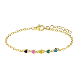 Zilveren goldplated kinderarmband met hanger hart met emaille 