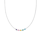 Zilveren ketting gekleurde emaille hartjes