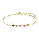 Zilveren goldplated kinderarmband met hanger hart met emaille 