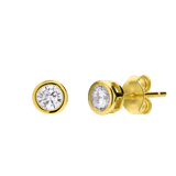 Zilveren goldplated oorknoppen met zirkonia voor dames