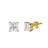 Zilveren goldplated oorknoppen met zirkonia voor dames