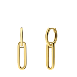 Zilveren goldplated oorringen met hanger ovaal voor dames