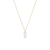 Zilveren goldplated ketting met hanger ovaal zirkonia