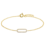 Armband, 925 Silber, vergoldet, oval, Zirkonia