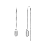 Durchzieher-Ohrringe aus 925er Silber, oval, mit Zirkonia