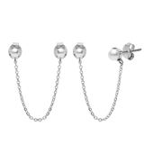 Ohrstecker aus 925er Silber, doppelt, Perle